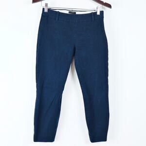 J Crew Size 4 Petite Minnie Pants Stretch Twill Cigarette Navy Blue